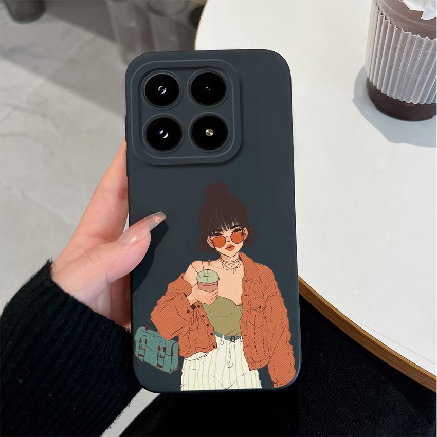 Trendy Girl Liquid Silicone Phone Case For Xiaomi 17 14 14T 15 15T Pro Poco C71 C75 M7 M8 F7 F8 Casing Premium Anti Slip Durable Shell For Xiaomi Capa