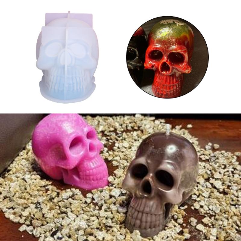 3D Skull Shape Big Size Silicone Molds for Halloween Ornament DIY Supplies Props DIY Halloween Aromatherapy Making Mold