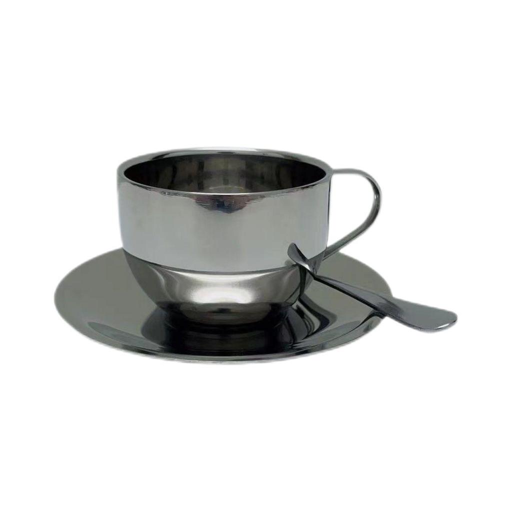 Stainless Steel Coffee & Tea Cup with Saucer and Spoon