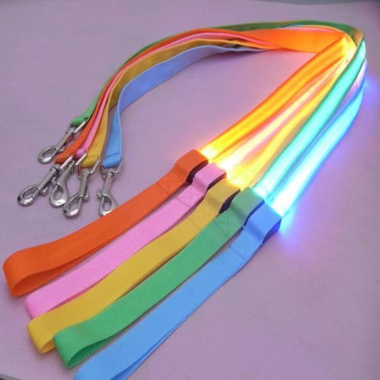 Glowing Led Dog Leash Usb Rechargeable Pet Dog Flashing Nylon Webbing Leashes- 3 Lighting Modes Keep Your Pets Safe In Darkness