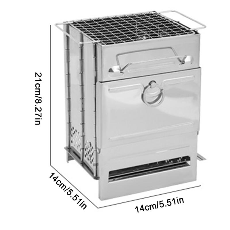 

Портативная складная печь-барбекю из нержавеющей стали, угольный гриль для кемпинга на открытом воздухе, дровяная печь, отопительная печь