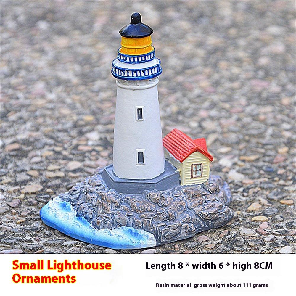 Mediterranean Style Small Lighthouse Ornament Micro Landscape Resin Craft