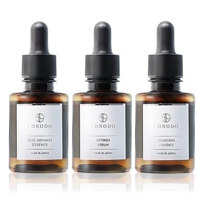 [High-Concentration Serum Set] CONODO Serum 3-Piece Set: Vitamin C Derivative (35% Vitamin C Derivative Solution), Retinol (12% Pure Retinol