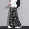 Retro Black and White Plaid Pants Boys Spring and Autumn New American Wide-leg Pants Loose Straight Drape Casual Trousers