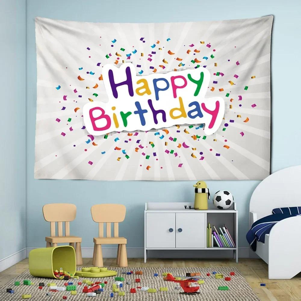 Happy Birthday Pattern Tapestry Office Living Room Tapestry Home Wall Decoration Tapestry