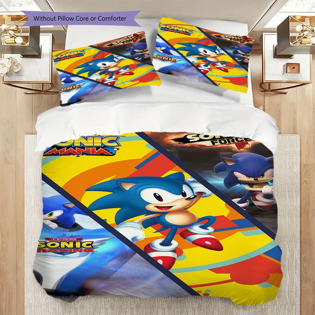 Sonic Hedgehog Movie Poster Bedding 1 Duvet Cover 2 Pillowcase Without Core Duvet Cover And Pillowcase Soft And Comfortable Bedding Set