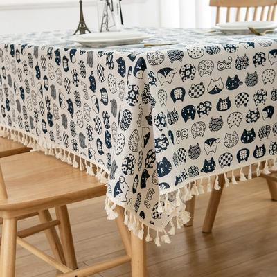 Nordic Style Ethnic Tablecloth Anti-slip with Tassel Bohemian Tablecloth Heat-resistant Cotton and Linen Table Protecter