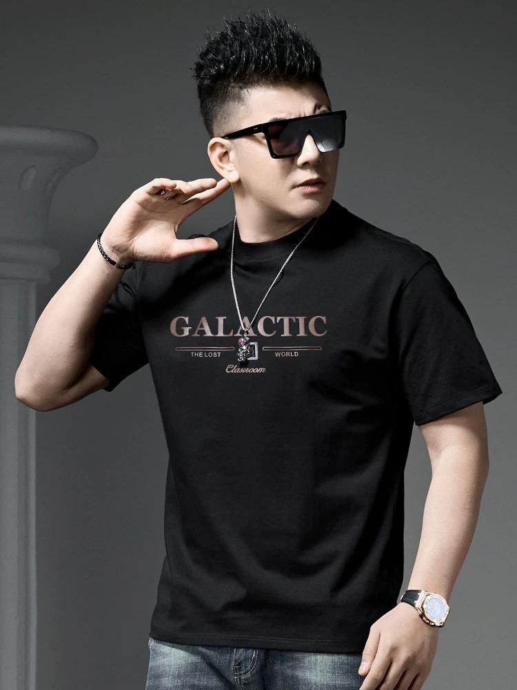 European Style Letter Print Short-Sleeve T-Shirt for Men 2025 New Summer Trendy Loose Round Neck Men's Half-Sleeve T-Shirt