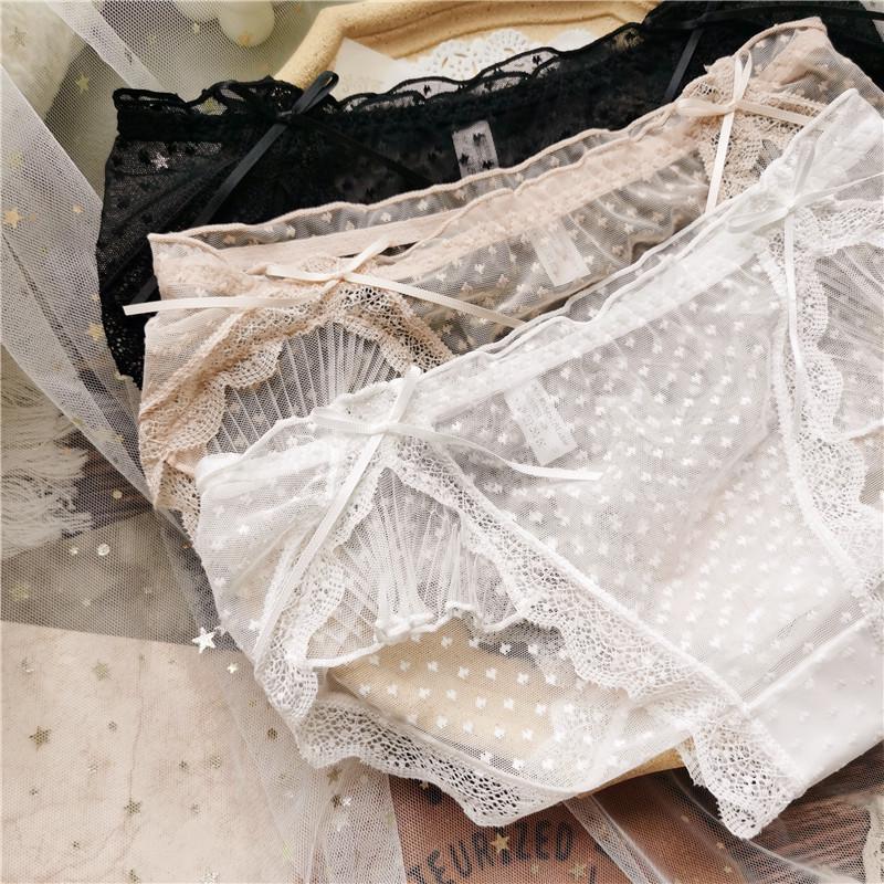 Sweet Ruffles Mesh Low-Rise Panties - Cute & Sexy with Curled Eyelash Design