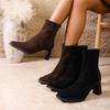 Autumn and Winter Suede Round Head Thick Heel High Heel Fashion Boots Women's Rear Zipper Fashion Women's Boots
