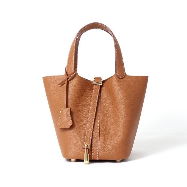 Women's Genuine Leather Bucket Bag Korean Niche Large Capacity Women's Bag High-end Feel Hot-selling Commuter Handbag