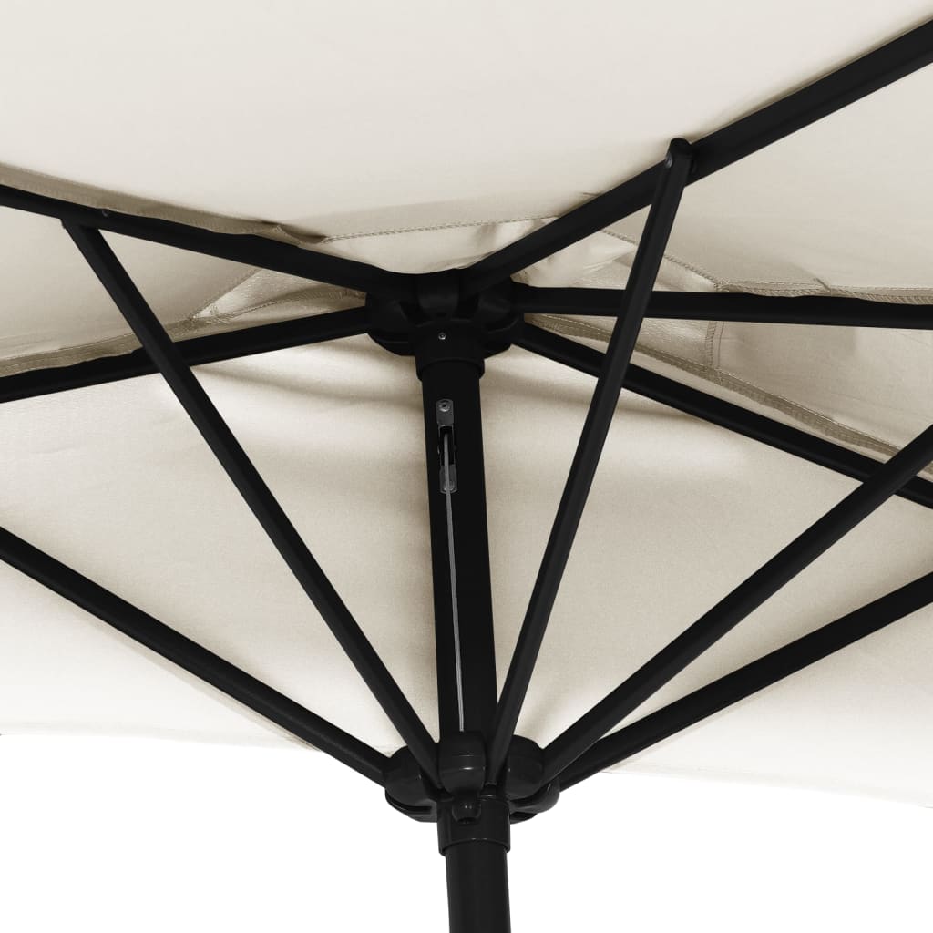Balcony Sun Umbrella with Aluminum Pole Sand Colored 270 x 144 cm Semi Circular