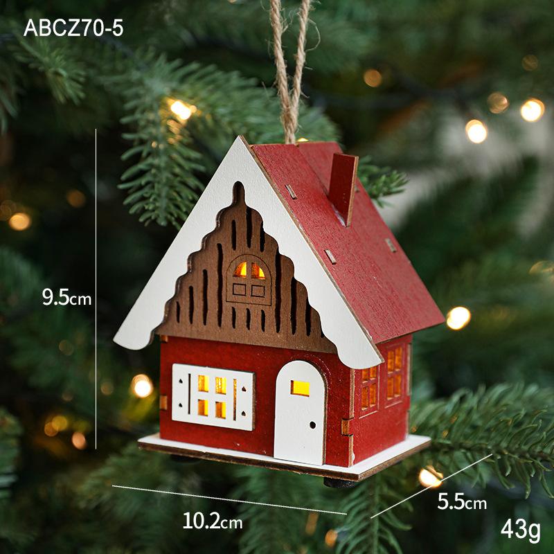 Christmas LED Light Wooden House Luminous Cabin Merry Christmas Decorations for Home DIY Xmas Tree Ornaments Kids Gifts New