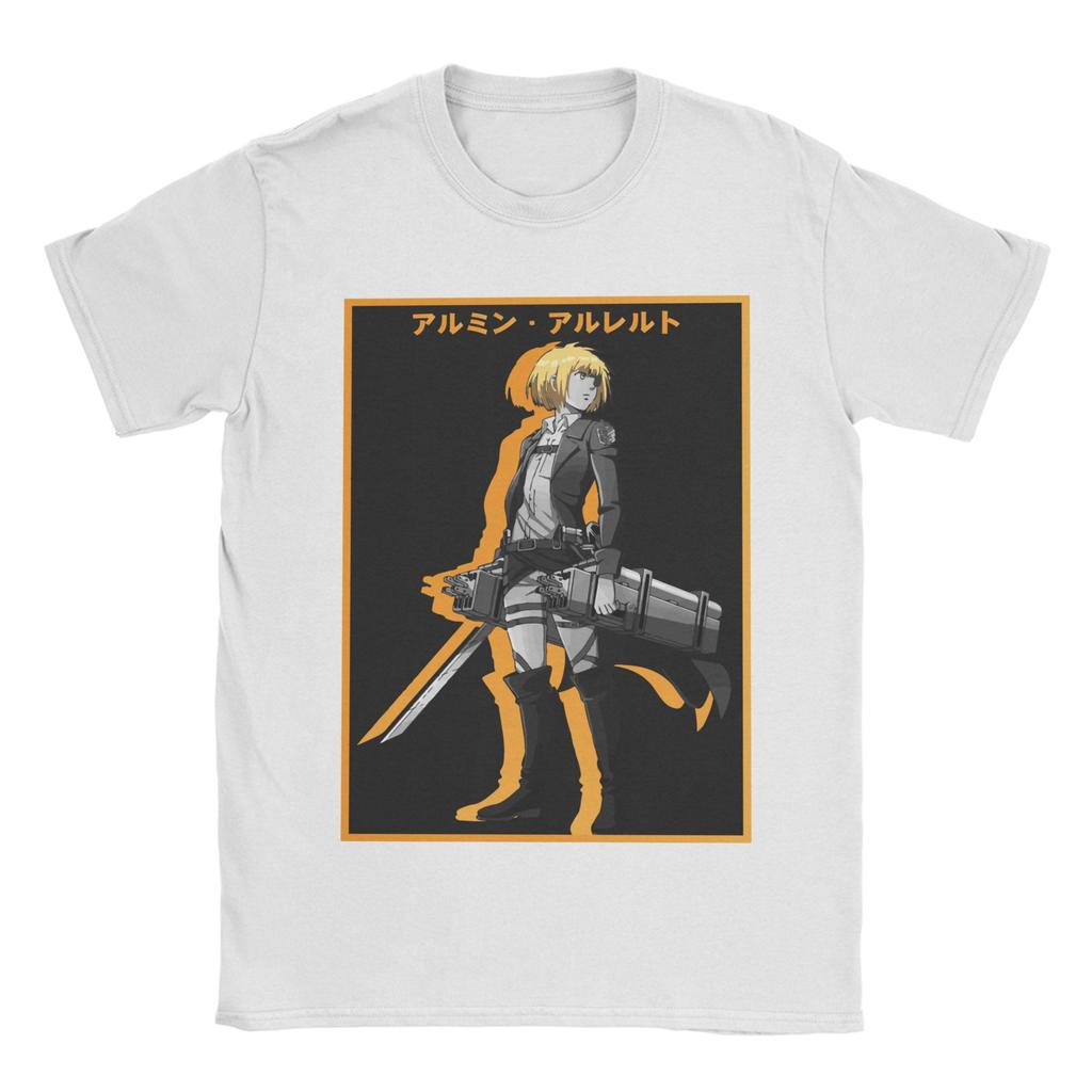 Men's T-Shirt Armin Arlert Attack on Titan Vintage Pure Cotton Tee Shirt Short Sleeve AOT Anime T Shirt Crew Neck Clothing Gift