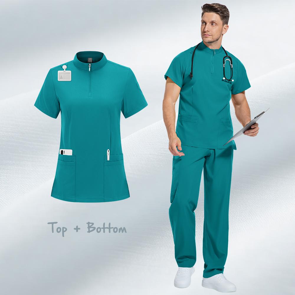 Nursing Scrubs Set Anti-Wrinkle Medical Surgical Gown Hospital Scrub Top Doctor Nurse Special Scrub Uniform Men Women