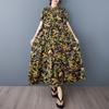 Summer New Round Neck Short-sleeved Single-breasted Casual Vacation Loose Pendulum Bohemian Foreign Trade Dress Women