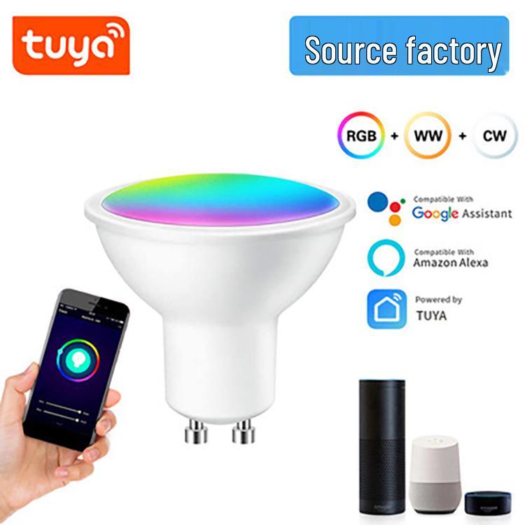 Tuya WiFi Умный цветной диммируемый спот GU10, RGBCW лампа с голосовым управлением Alexa 5W