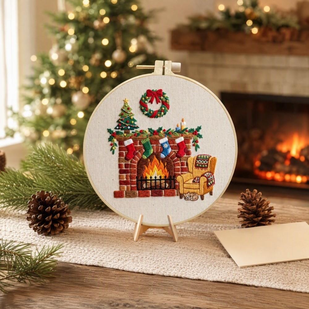 Santa Claus Christmas Embroidery Kit DIY Needlework Craft Punch Needle Kits Beginners
