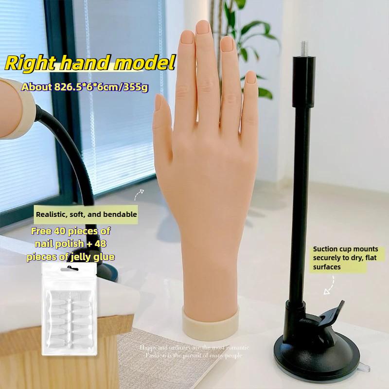 Main d'entraînement flexible pour ongles simulés pour débutants, main en silicone souple, art des ongles, mains artificielles pour outil de manucure acrylique
