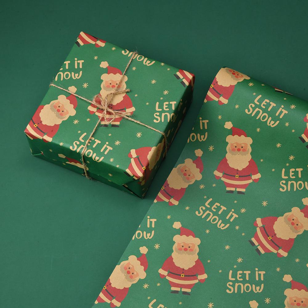 8 Pcs Red Green Xmas Tree Deer Wrapping Paper Sheets Roll Packaging for Holiday Gift Wrap Vintage Craft Paper Decor Gifts
