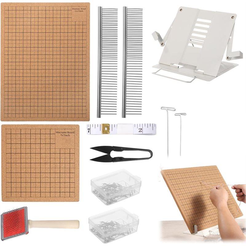 

T Pin Holder, 107PCS Macrame Board Set(12X16 Inch& 8X8 Inch) Adjustable Double For Braiding Cording Creation