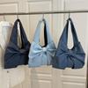 Bolso de Hombro Único de Mezclilla Moderno y Minimalista Exquisita Pajarita Bolsillo para Viajes de Nicho KTY