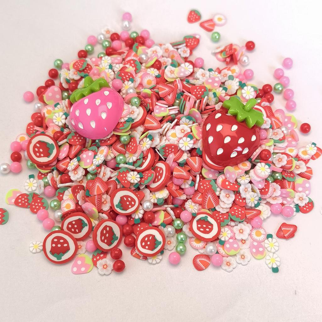 500g Strawberry Fruit Slime and Resin Mix for DIY Crafts Slime Decorations Perfect for Scrapbooking and Phone Stickers