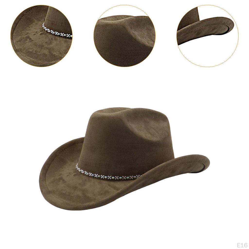 Adult Cowboy Hat, Wide Brim Western Headwear, Lightweight And Sturdy Polyester Party Suitable
