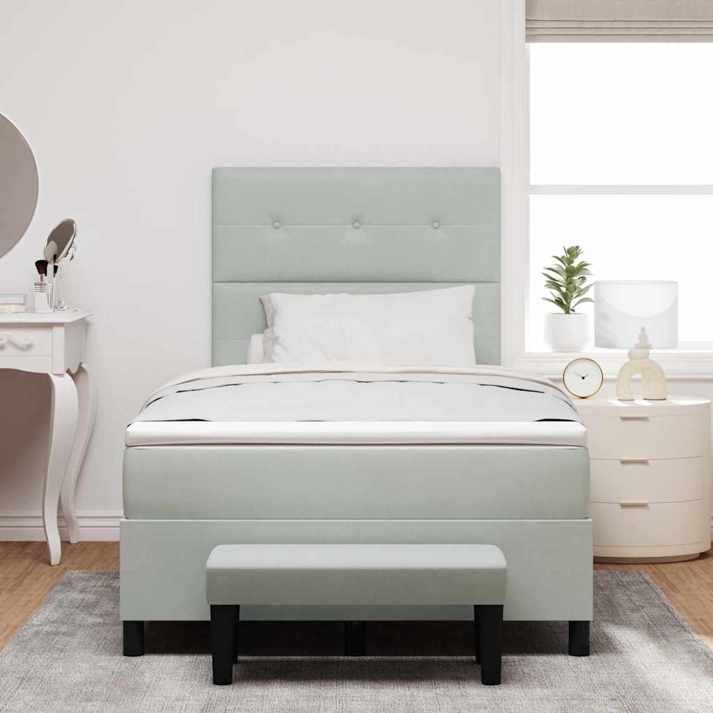 Box Spring Bed with Headboard Light Grey 190 x 120 cm Velvet