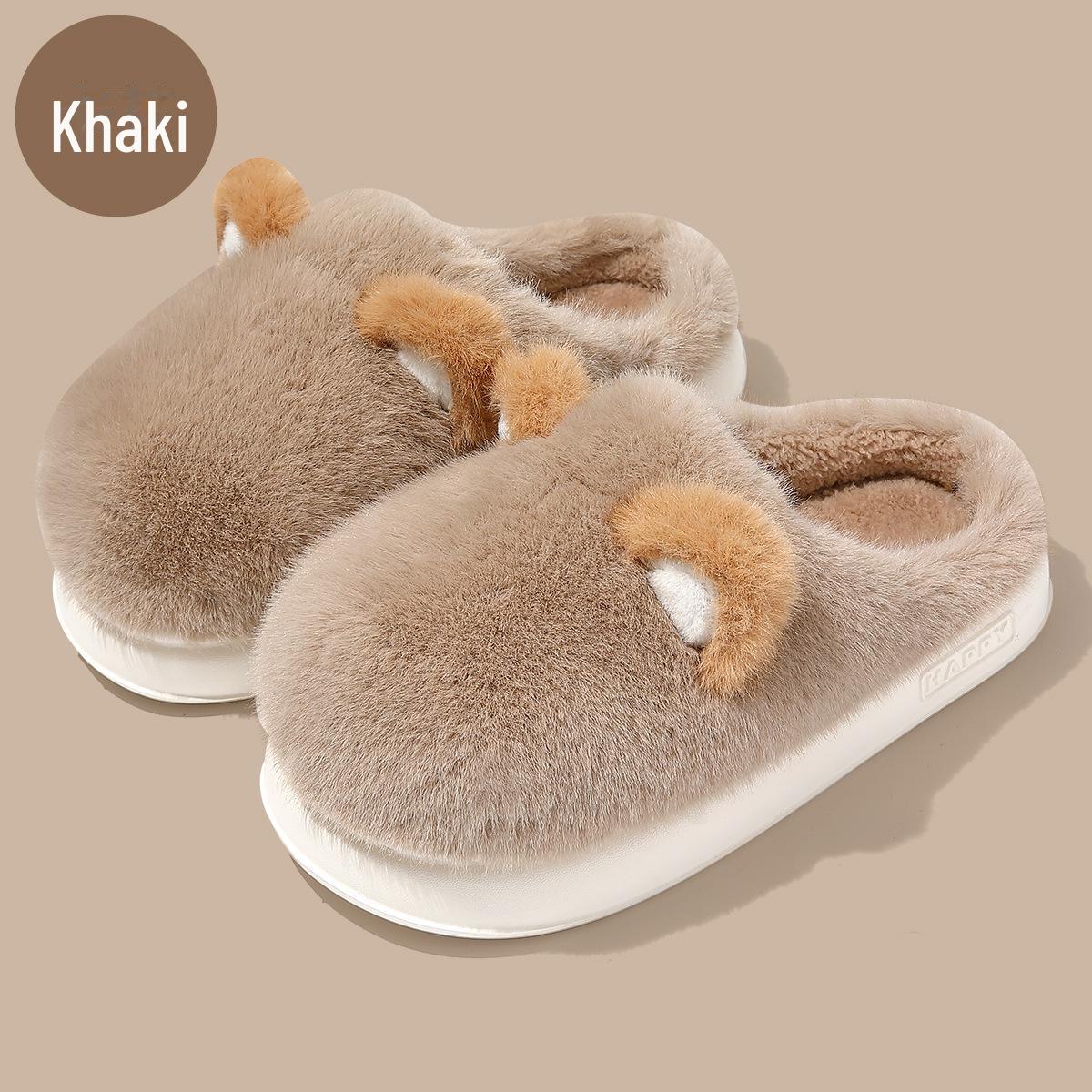 

Мультяшные хлопковые тапочки с медведем: Теплые, нескользящие, мягкие, удобные для мужчин и женщин — идеально подходят для использования в помещении осенью и зимой. Size 40-41 (Inner Length 25.5cm)