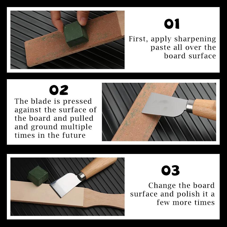 Wood Leather Sharpening Board Polishing Board Leather Knife Sharpener Sharpening Strop Tool Double Sided Polishing Board
