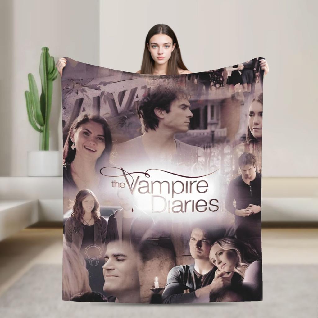 Damon Salvatore Blankets The Vampire Diaries Plush Funny Breathable Throw Blankets for Home Autumn/Winter