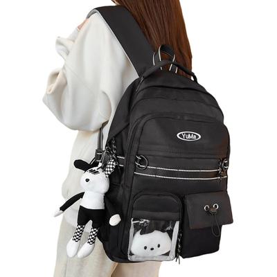 ZESU Women's Large Capacity Korean Backpack, School Bag, PVC, Transparent, Perfect for Commuting, Elementary and High School Students (Black)