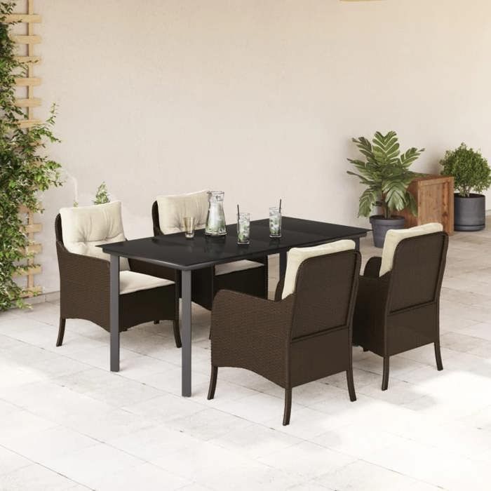 VidaXL Garden Dining Set with Cushions 5 Pcs, Patio Chairs and Table, Terrace Furniture, Modern, Brown 3211944