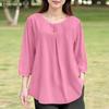 ZANZEA Women Casual Round Neck Loose Solid Color 3/4 Sleeve Blouse