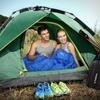 86"x60" Doppel-Thermoschlafsack für 2 Personen, Outdoor-Camping-Wanderschlafsack mit 2 Kissen