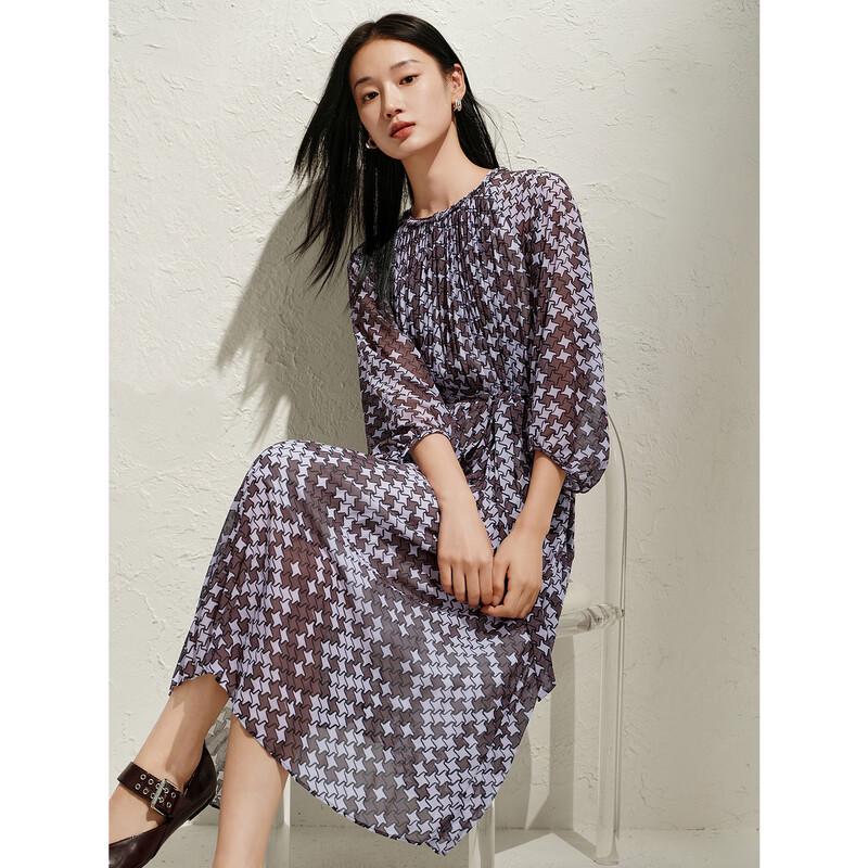 

Annacoo Geometric Gradient Pleated Chiffon Dress 2XL