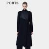 PORTS Women's Long-Sleeve Round Neck Mid-Length Wool Blend Coat