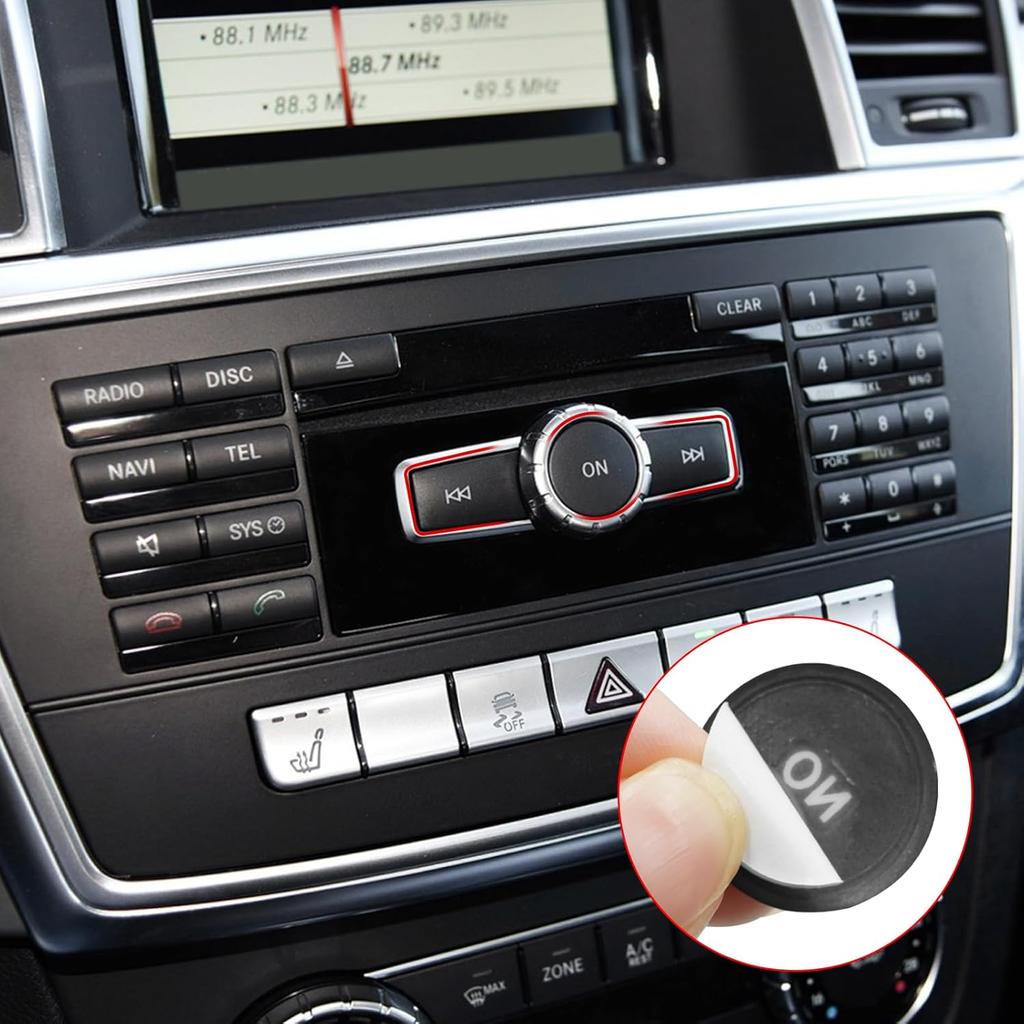 Jaronx Compatible with Mercedes Benz Radio Button Cover Stickers, X204/W204 Radio ON Volume Button Sticker Cover for B Class W246/C Class W204/ E