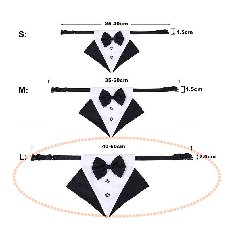 Dog Tuxedo Bandana Collar Pet Wedding Bow Tie Scarf Adjustable Dog Neckerchief Bowtie Collar Black Pet Formal Costume for Puppy