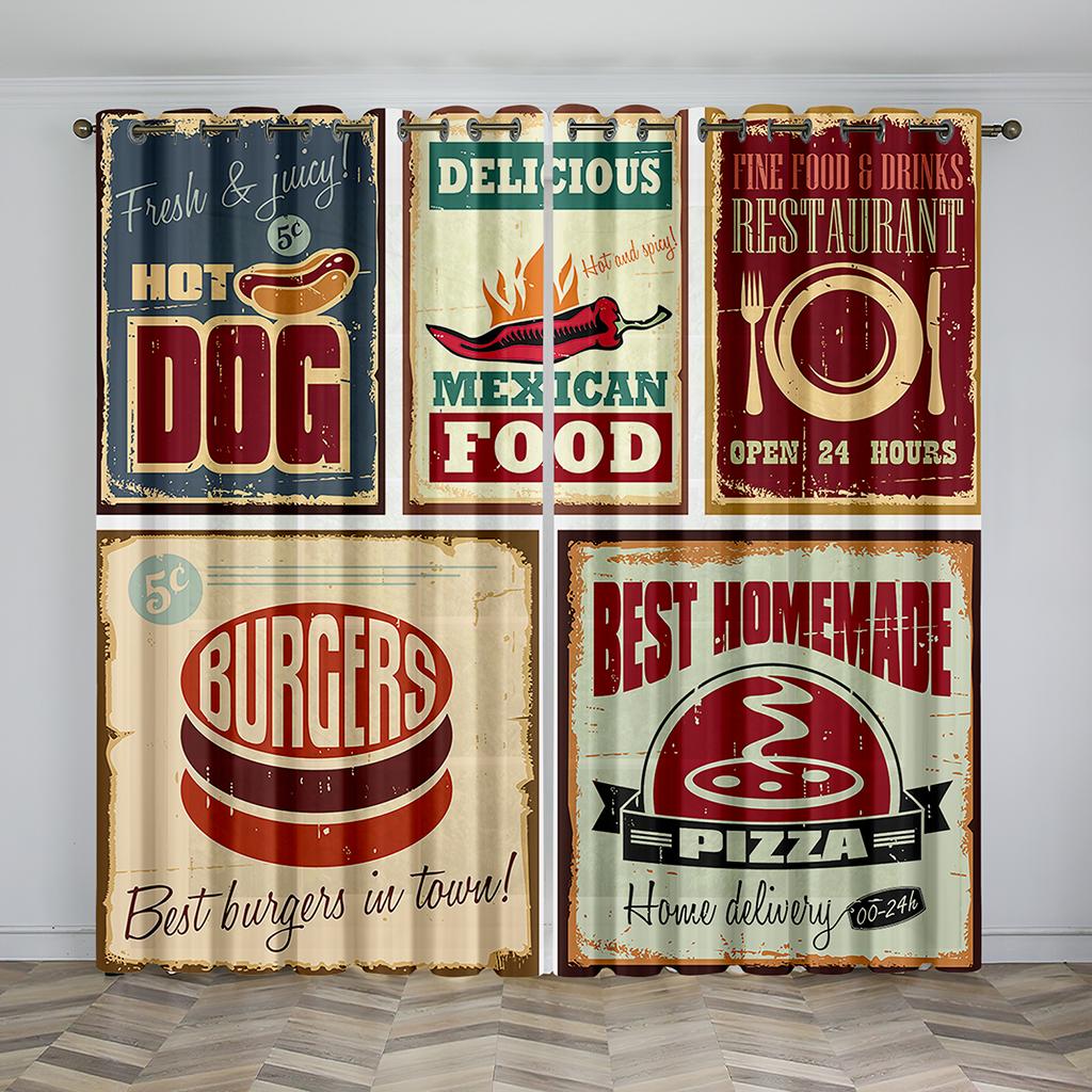 

Ретро-наклейка с печатью, цветные шторы на окна автомобиля, в детской спальне, гостиной, зале, декоре кухни, шторах, жалюзи W50 X H130(CM)X2&Grommet Top