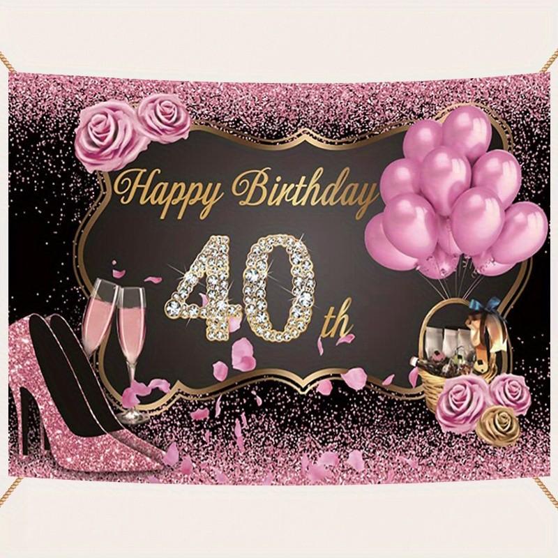 2D Flat Design, 1 Piece, 40th Birthday Banner Background, Suitable for Milestone Celebrations and Valentine's Day