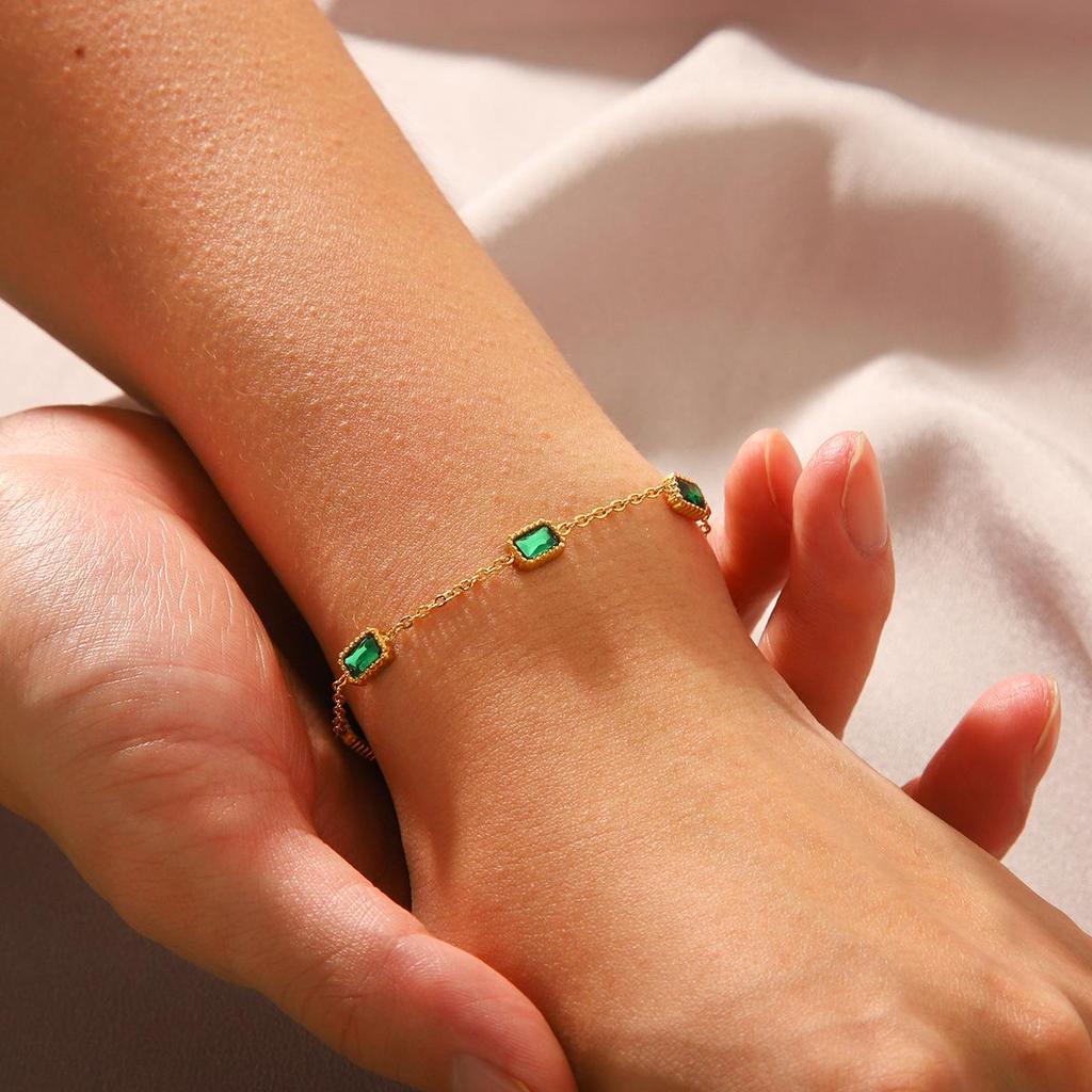 18K Gold Titanium Steel Zircon Women's Bracelet - European & American Fashion Jewelry