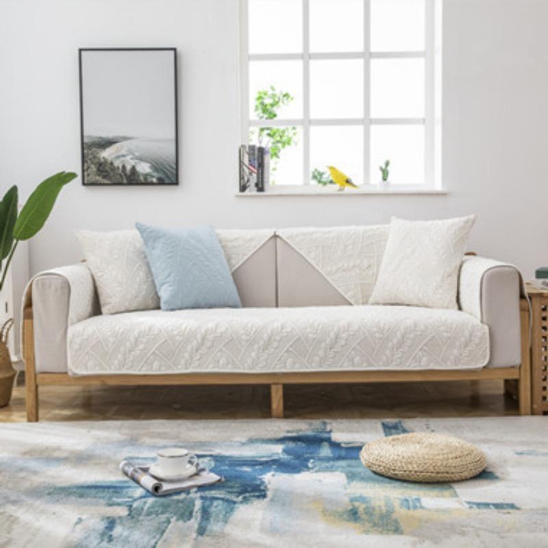 Four Seasons General Fabrics Quilted Solid Color Sofa Cushion Modern Minimalist Two-Seat Sofa Seat Cushion Cover Towel