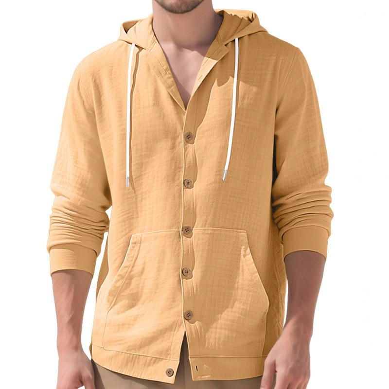 

2026 Autumn and Winter New Solid Color Fashion Shirt Casual Long Sleeve Hooded Cardigan Jacket S легкие хаки
