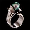 Huitan Unique Design Women Imitation Pearl Ring Gorgeous Wedding Party Luxury Accessories with Shiny CZ Lady Delicate Jewelry