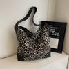 Leopard Print Large Capacity Tote Bag Women's Vintage Canvas Shoulder Crossbody Bag