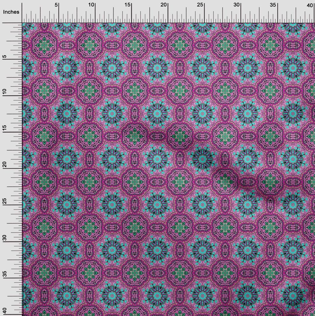 oneOone Cotton Flex Pink Fabric Asian Block Floral Fabric For Sewing Printed Craft Fabric By The Yard 40 Inch