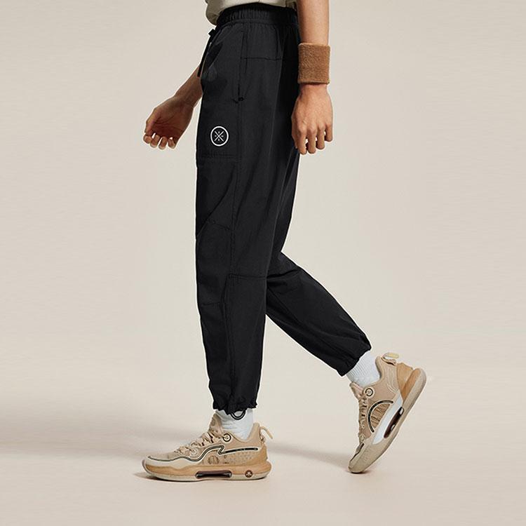 Li-Ning Comfortable Moisture-Wicking Loose Straight-Leg Knitted Sports Pants Men bottoms Black AYKU133-5