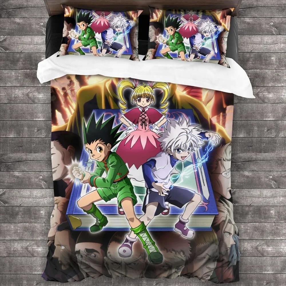 Anime Hunter X Hunter Bedding Set 3 Pieces Cartoon Duvet Cover Quilt Cover Japanese Manga Home Textiles Bedroom Decor